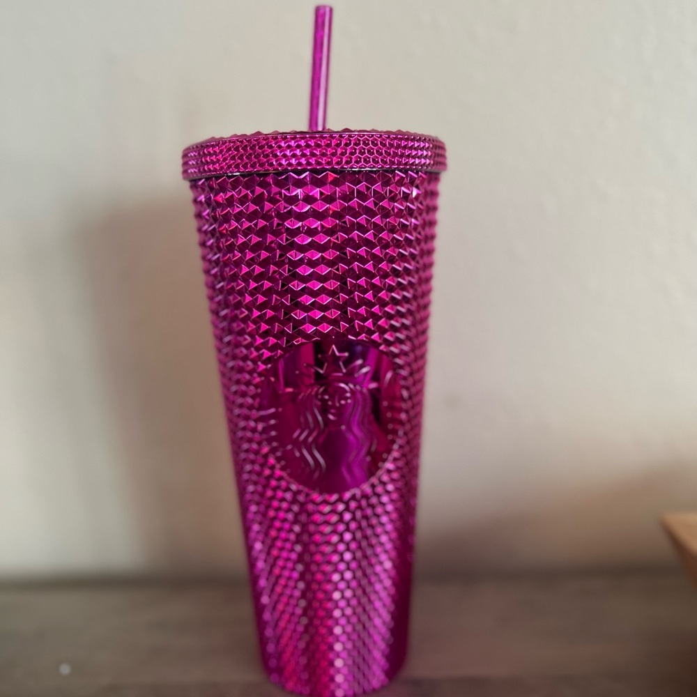Hot pink shiny studded Starbucks cup